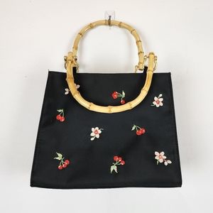 Vintage 90s Y2k Madison Studio Cherry Floral Black Handbag